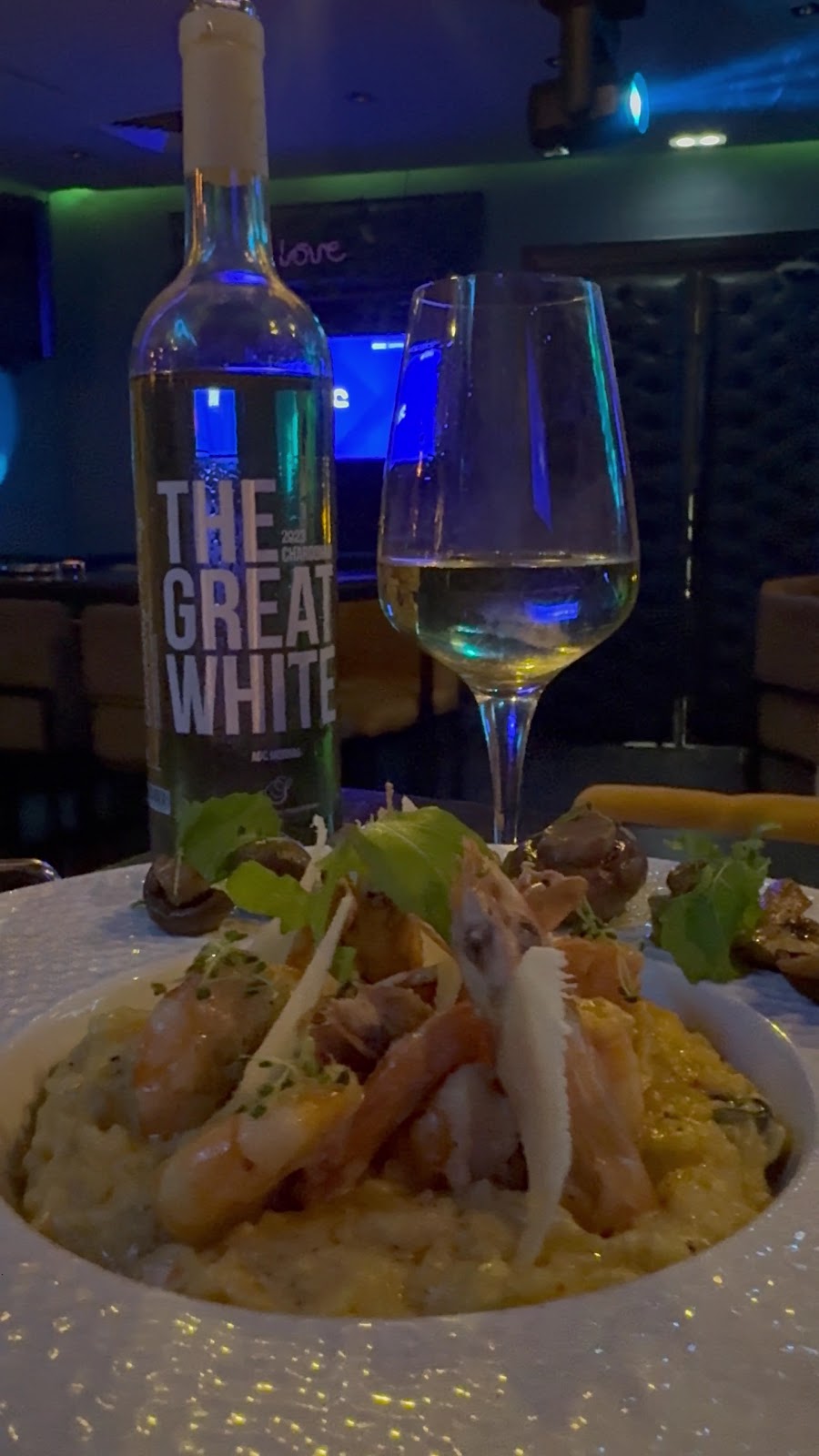 The Great White et risotto aux gambas